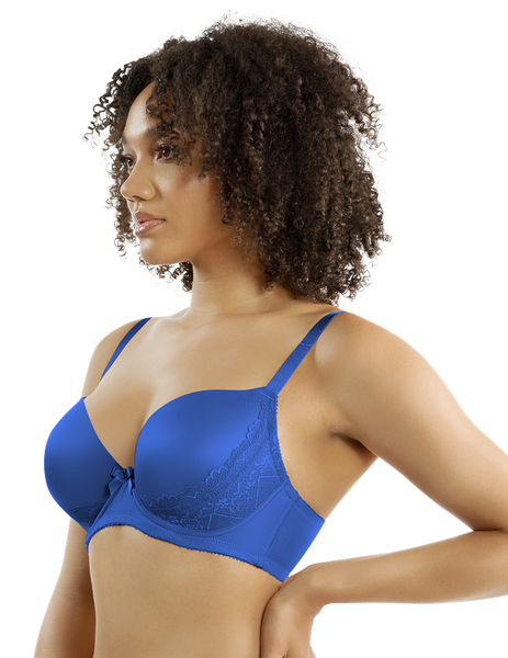 Curves Club Lingerie - Demi Plunge Moulded Bra in the vibrant Pacific blue  colourway. Featuring a sweetheart neckline for uplift and an enhanced  cleavage. Seam-free moulded cups offer a smooth rounded silhouette