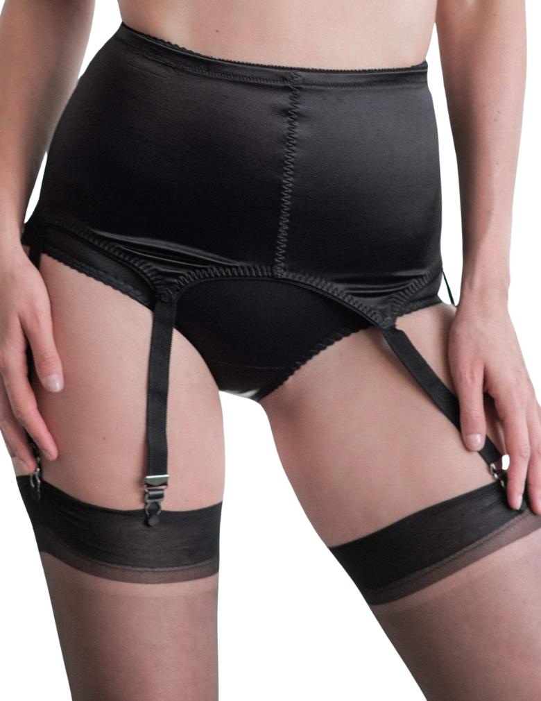 RAGO 3184 Six Strap Soft Shaping Garter Belt black front view