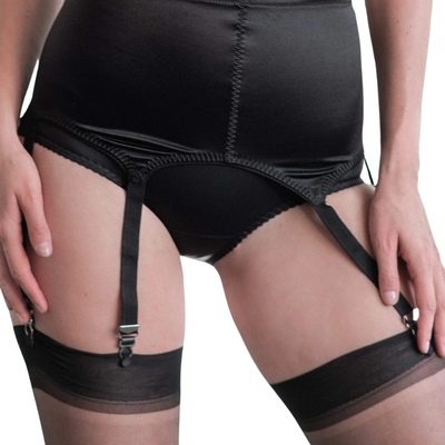 RAGO 3184 Six Strap Soft Shaping Garter Belt black front view