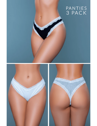 Be Wicked 2207 Sam Thong 3 Pack Black/Grey/White