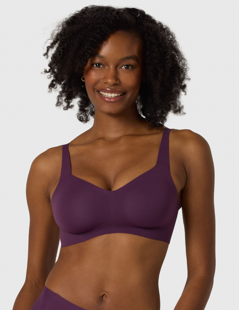 Evelyn & Bobbie Beyond Bra wirefree seamless bra plum front view