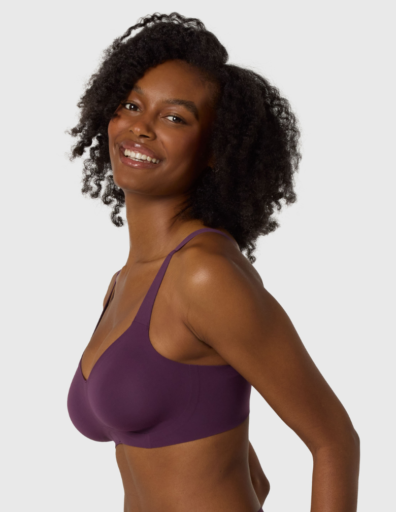 Evelyn & Bobbie Beyond Bra wirefree seamless bra plum side view