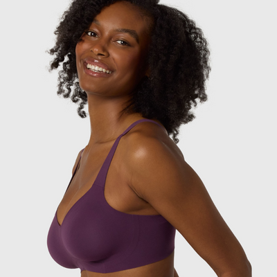 Evelyn & Bobbie Beyond Bra wirefree seamless bra plum side view