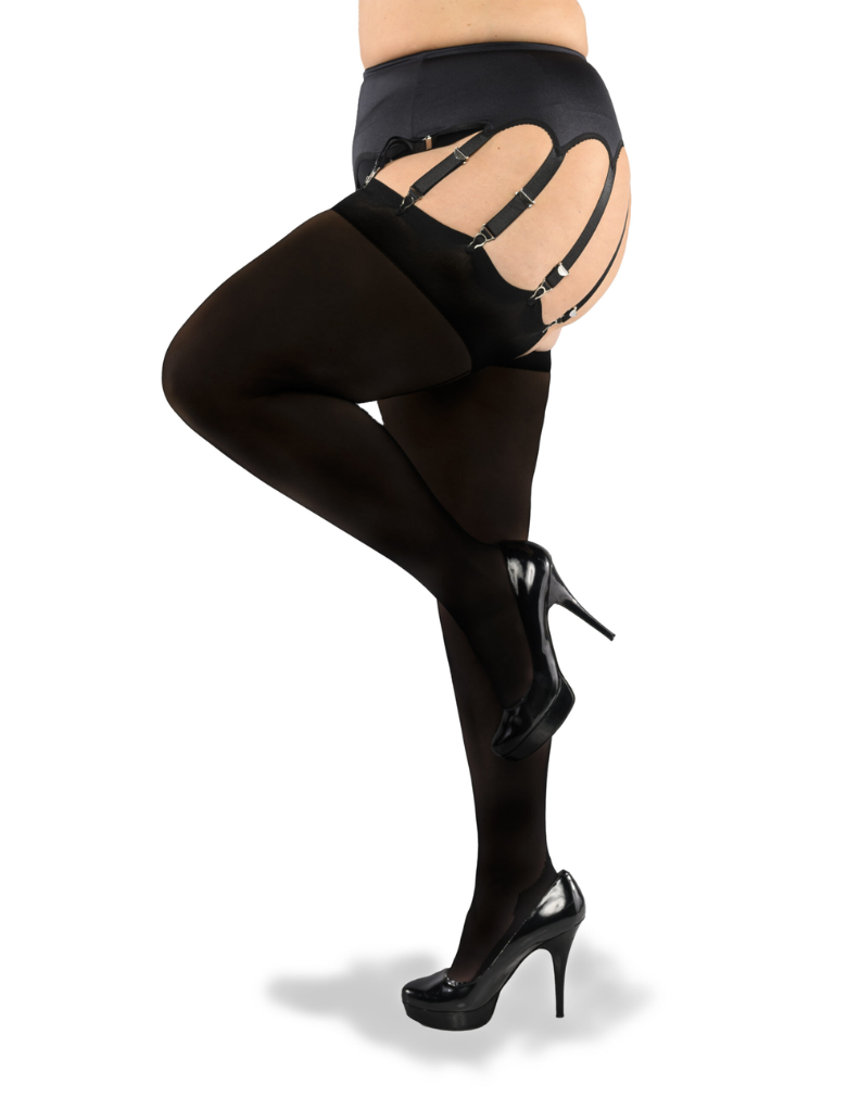 Glamory Hosiery Stockings 50136 Noir60 Black side view leg up