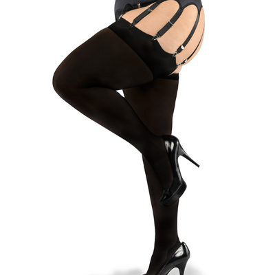 Glamory Hosiery Stockings 50136 Noir60 Black side view leg up