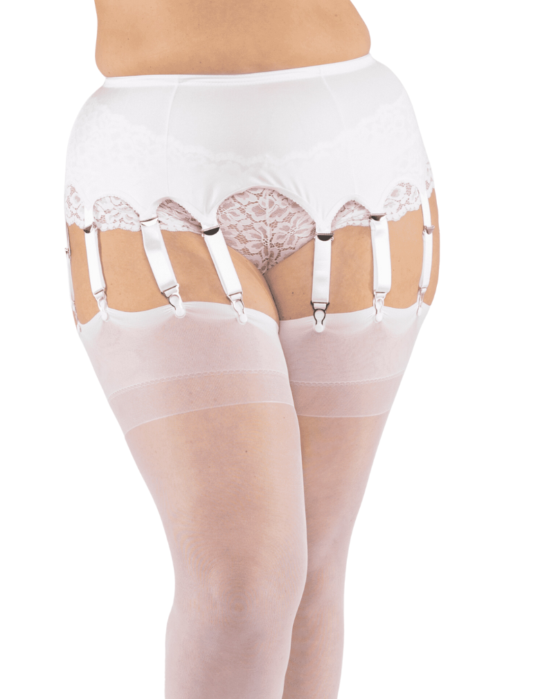 Glamory Hosiery Satin Garter Belt white