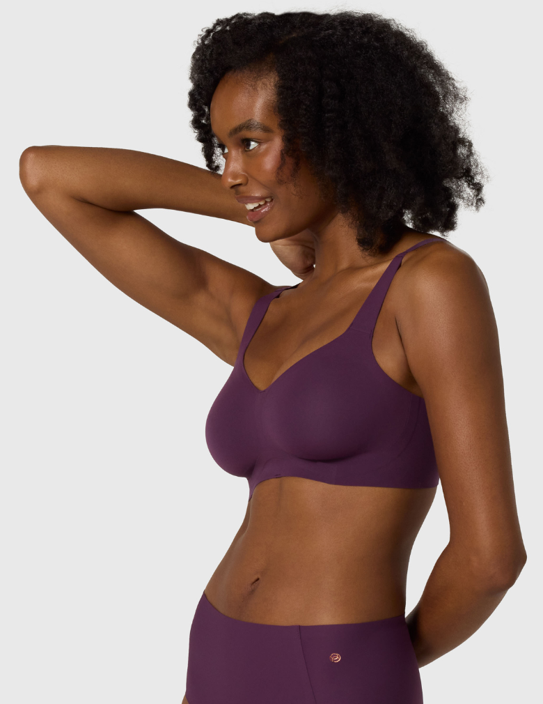 Evelyn & Bobbie Beyond Bra wirefree seamless bra plum 3/4 view