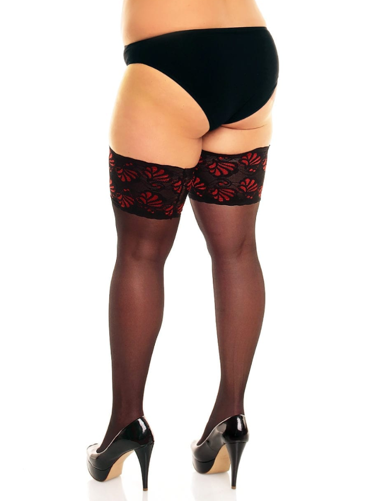 Glamory Hosiery Hold Ups 50111 Deluxe20 black and red back view