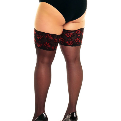 Glamory Hosiery Hold Ups 50111 Deluxe20 black and red back view