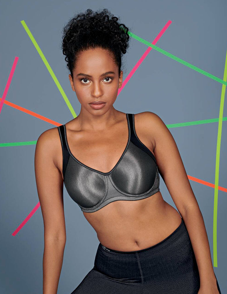 Anita Momentum 5519 Metallic Black Underwire Sports Bra