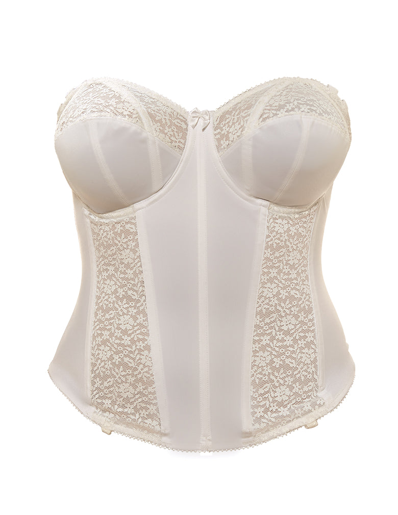 Goddess Adelaide Underwire Basque Longline in White - Busted Bra Shop