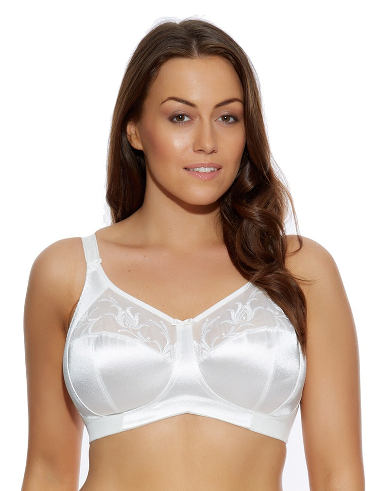 Elomi Womens Cate Wirefree Soft Cup Bra, 38DD, White 