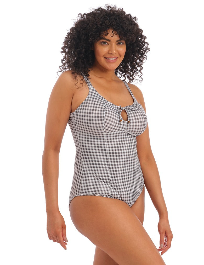 Elomi ES800345 Checkmate Grey Marl Wire Free Moulded Swimsuit