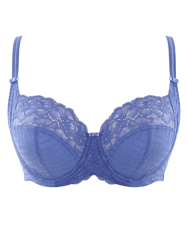 Envy Balconette Bra Sky Blue  Stretch lace top, Full cup bra, Floral lace  tops