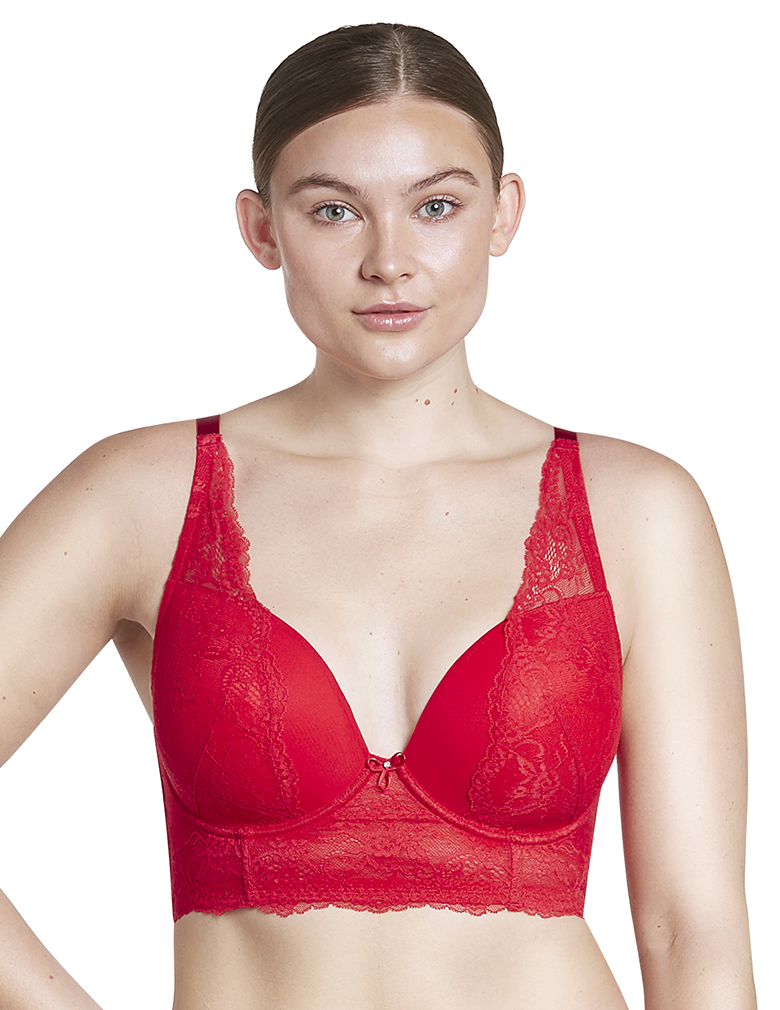 Seamless Bras for Women Full Coverage Push-Up Bralettes Lace Red