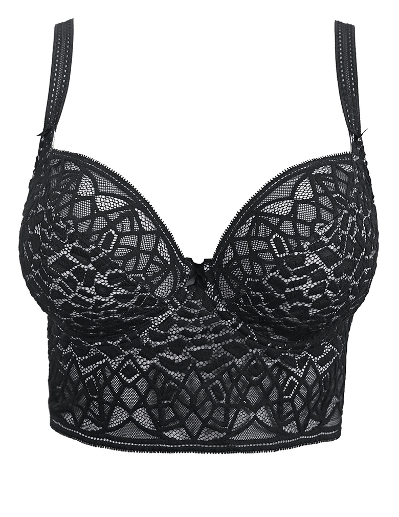 Freya AA5014 Soiree Black Lace Underwire Bralette cutout on white background