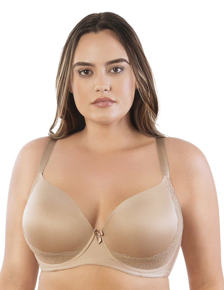 M&S NUDE SMOOTH CUP UNDERWIRE PADDED PLUNGE T SHIRT BRA SIZE 32D