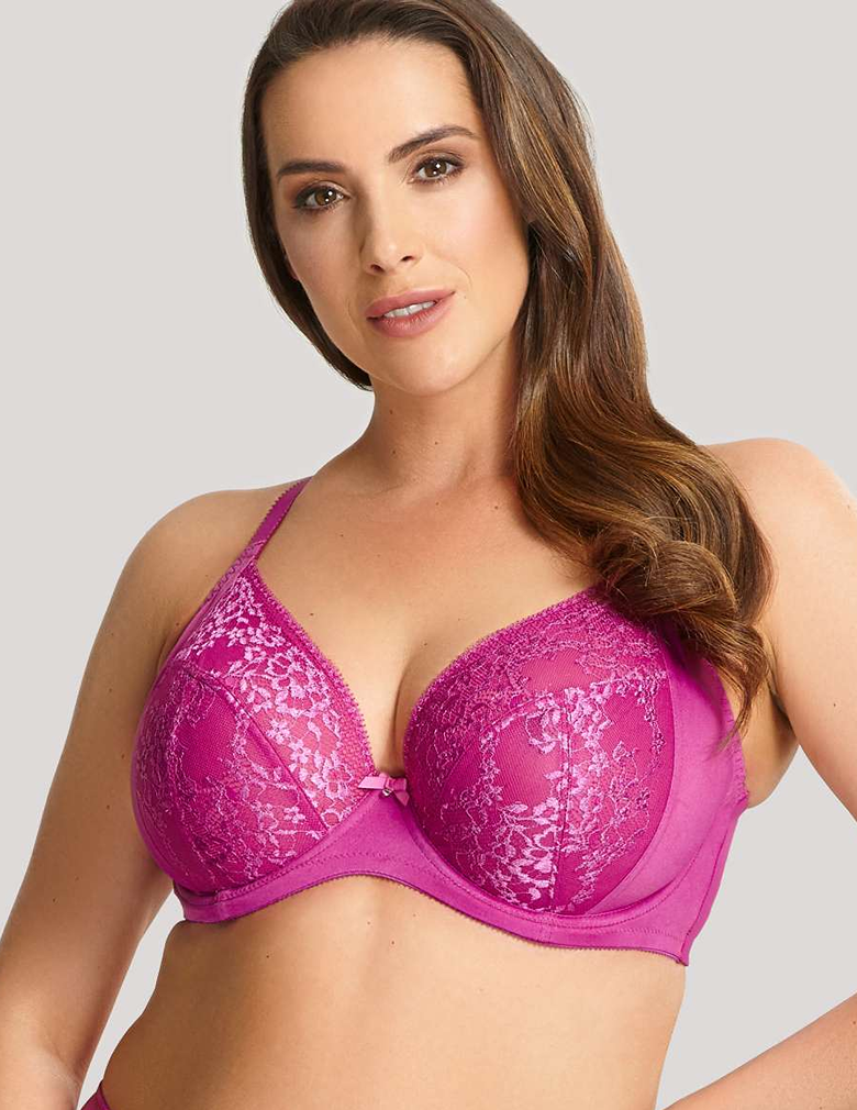 Sculptresse by Panache Harmony Plunge Underwire Bra (10836),34G,Hot Pink at   Women's Clothing store