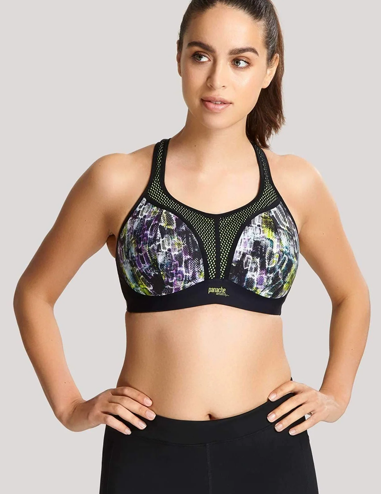 Panache 7341A Neon Reptile Wirefree Convertible Sports Bra front view