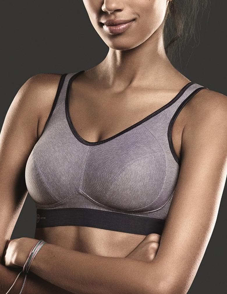 Active Maximum Support Wire Free Sports Bra Heather Grey 34F by Anita